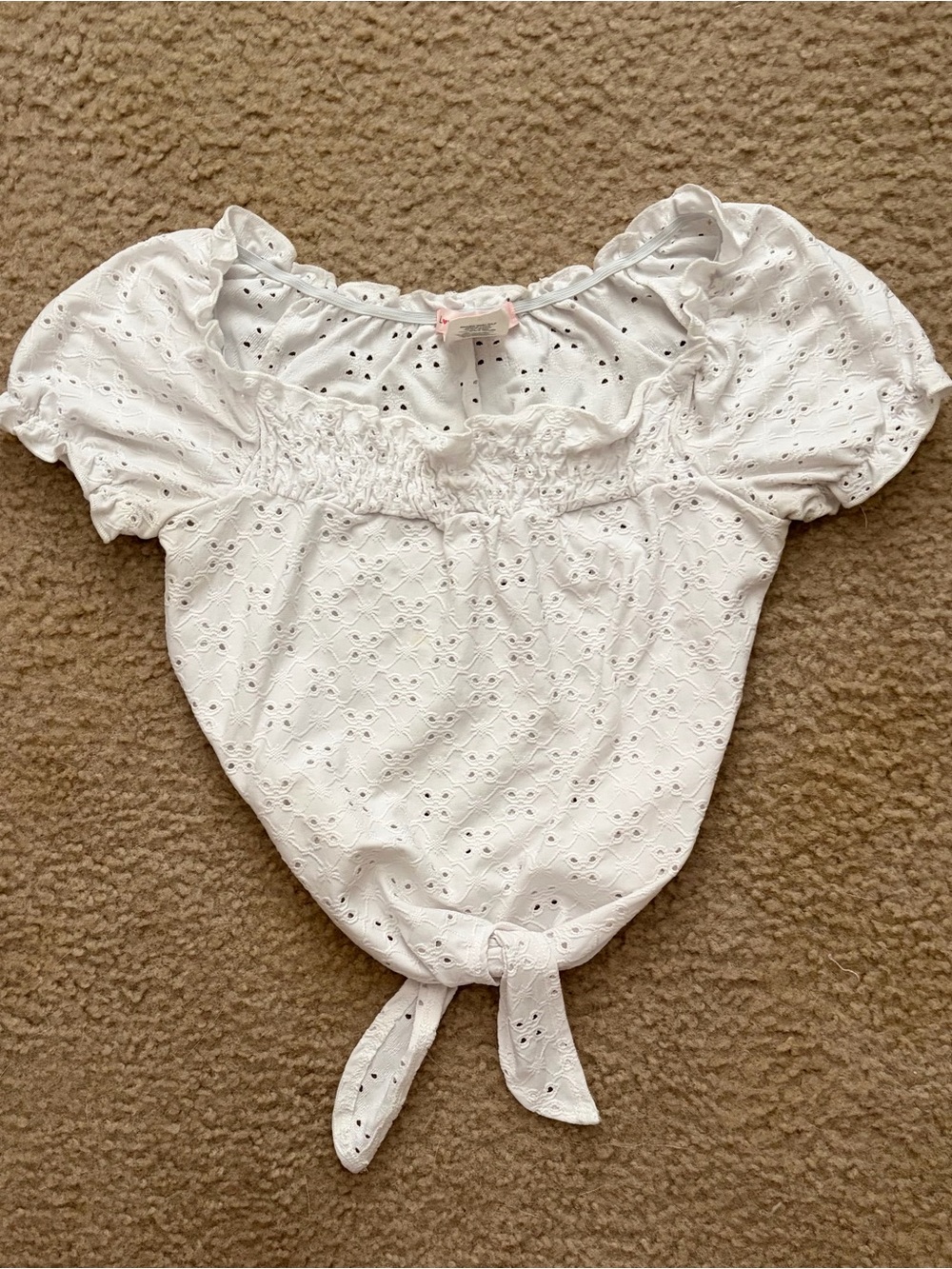 Love Squared White Eyelet Top with Front Tie